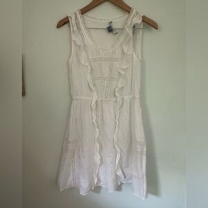 White Ruffled Sleeveless Dress